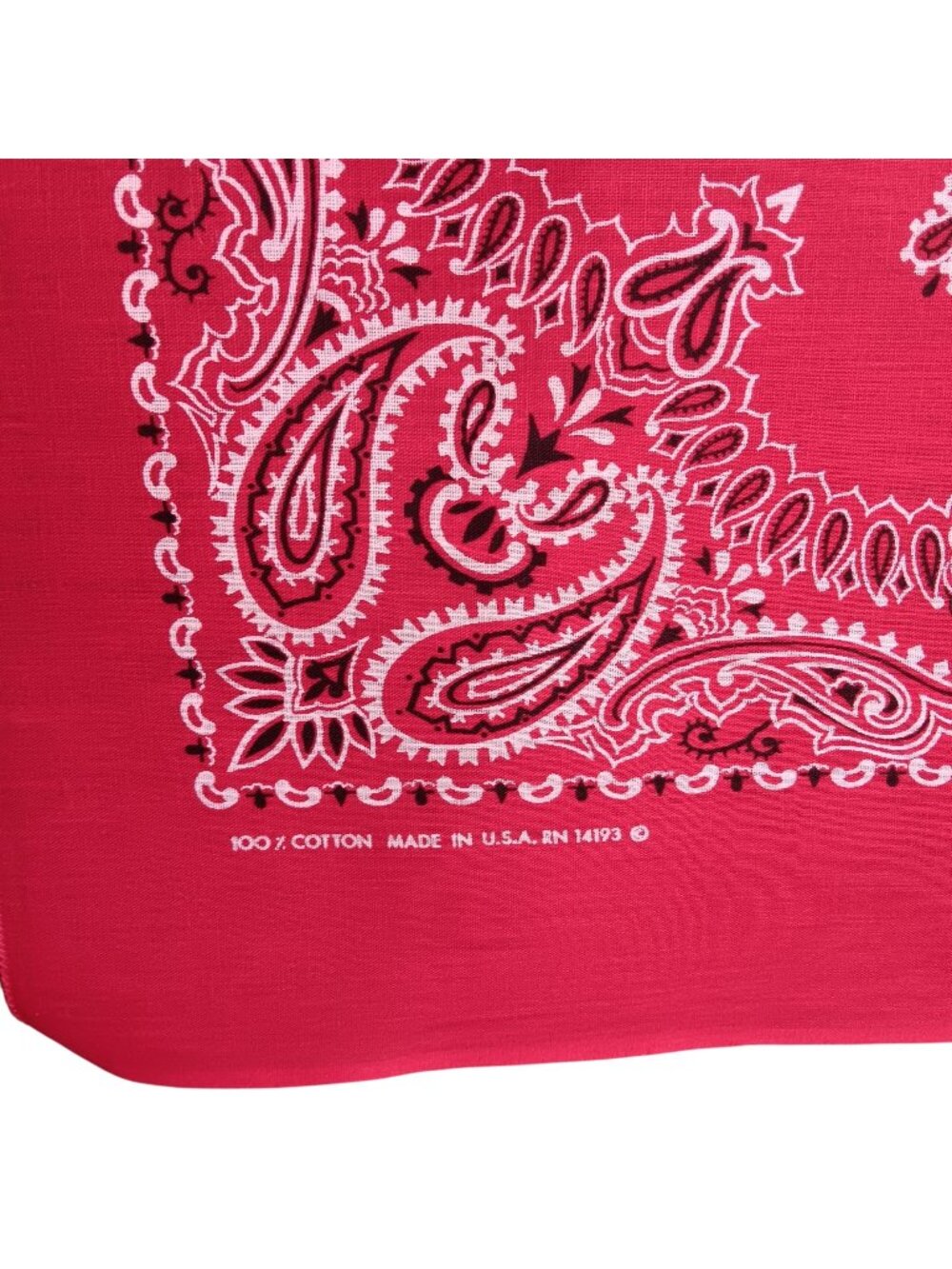 Vintage Red Paisley Bandana Handkerchief 100% Cotton Made In USA 21x20 new ds